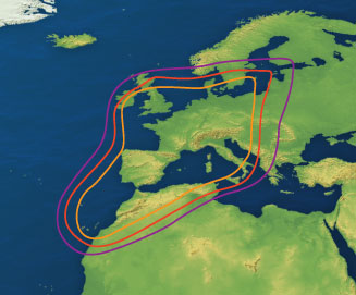 Satelliten-Abdeckung Europa für Hispasat