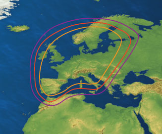 Satelliten-Abdeckung Europa für Astra 1G/1H