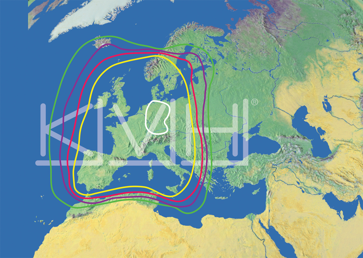 Satelliten-Abdeckung KVH Trackvision für Europa