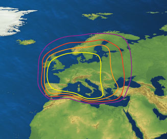 Satelliten-Abdeckung Europa für Hotbird